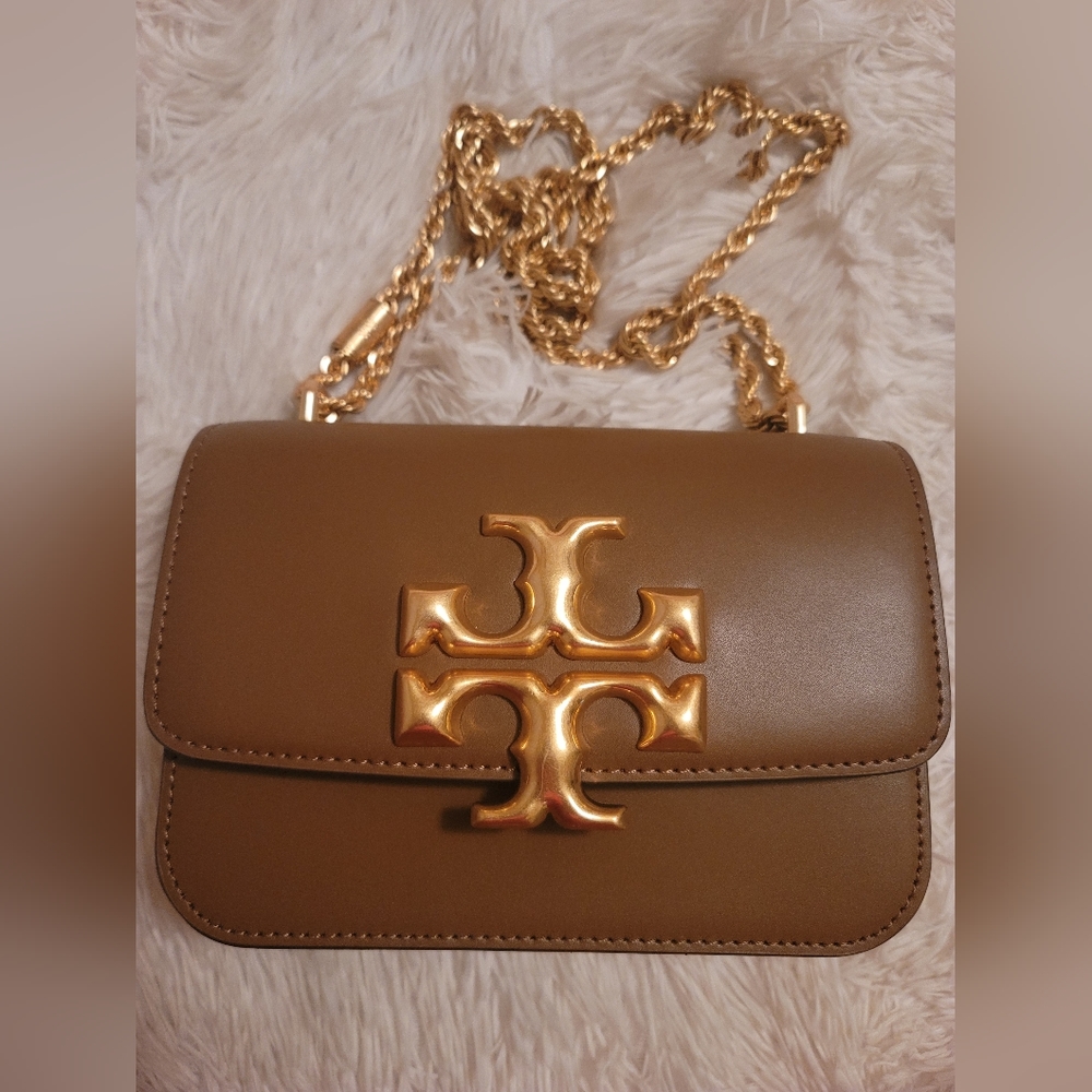 Tory BurchSmall Eleanor Leather Shoulder Bag in Moose/Rolled Brass
